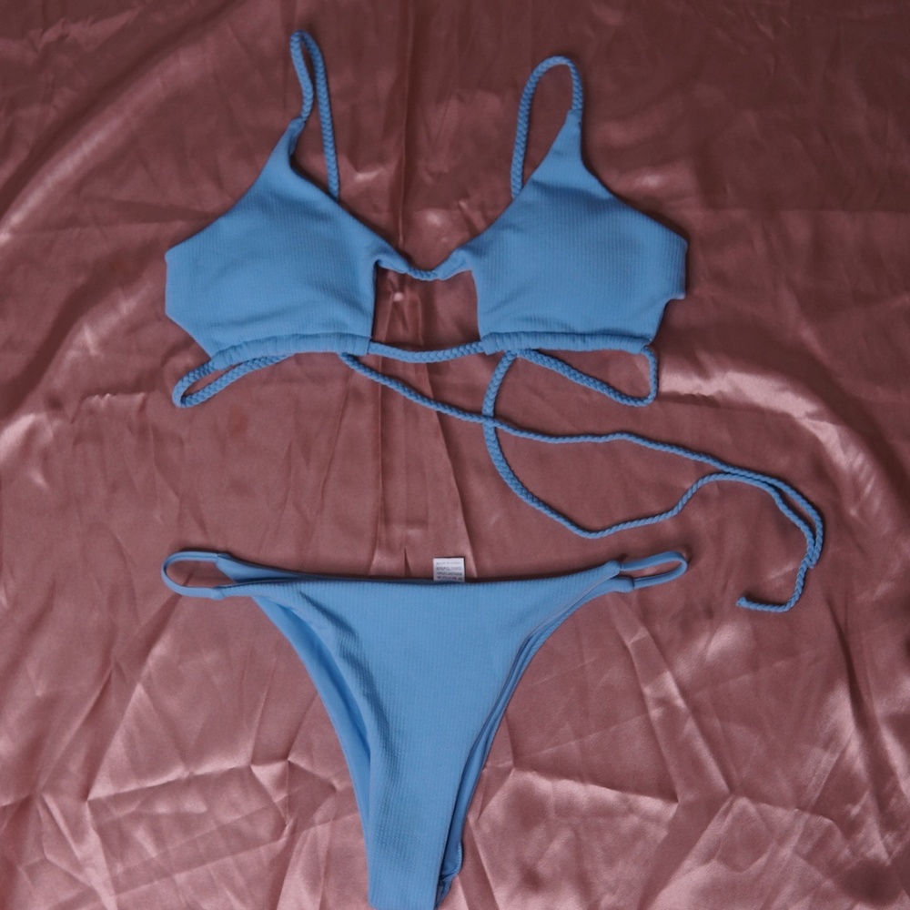 Ribbed Braided Cut Out Bikini Two Piece